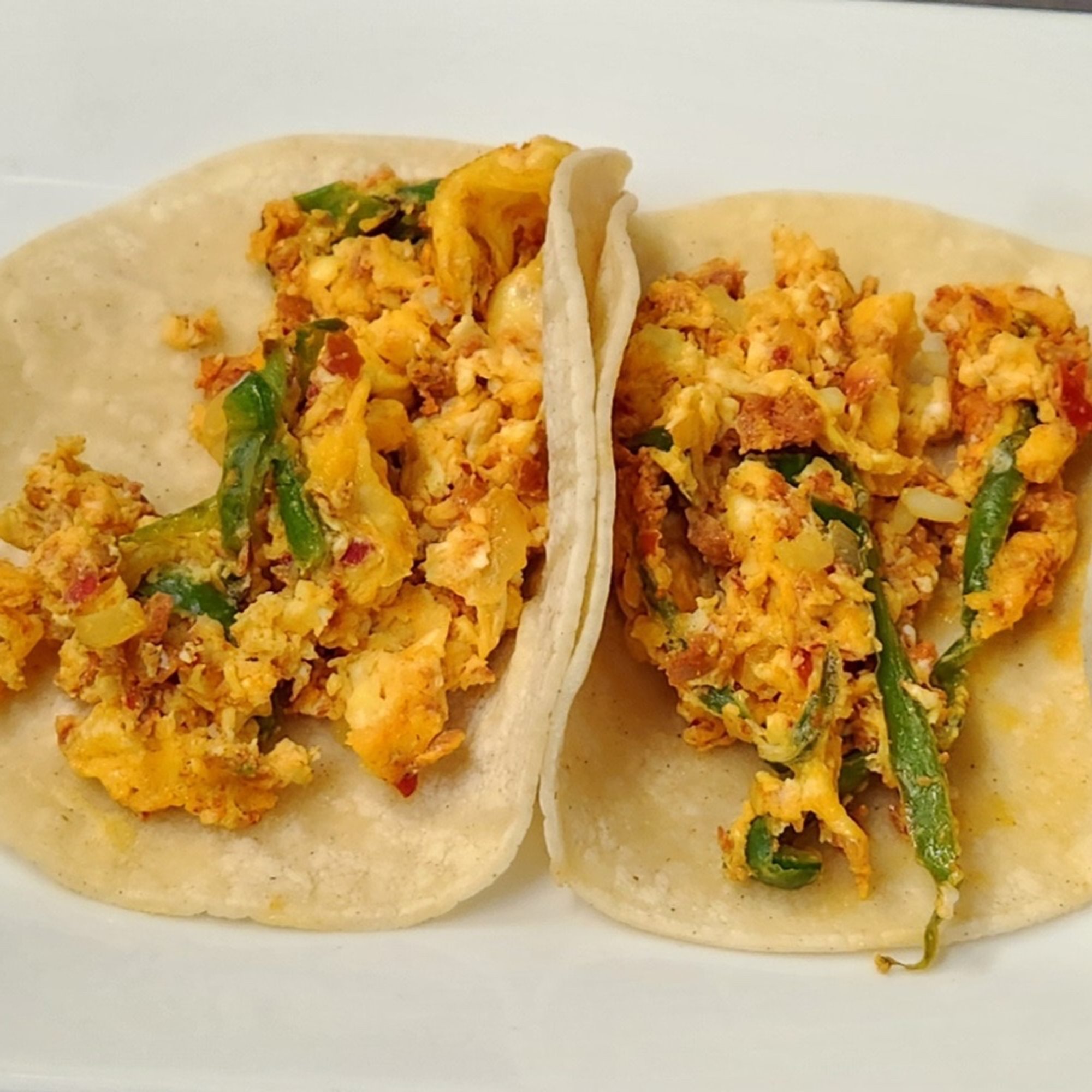 Huevos con Rajas Tacos