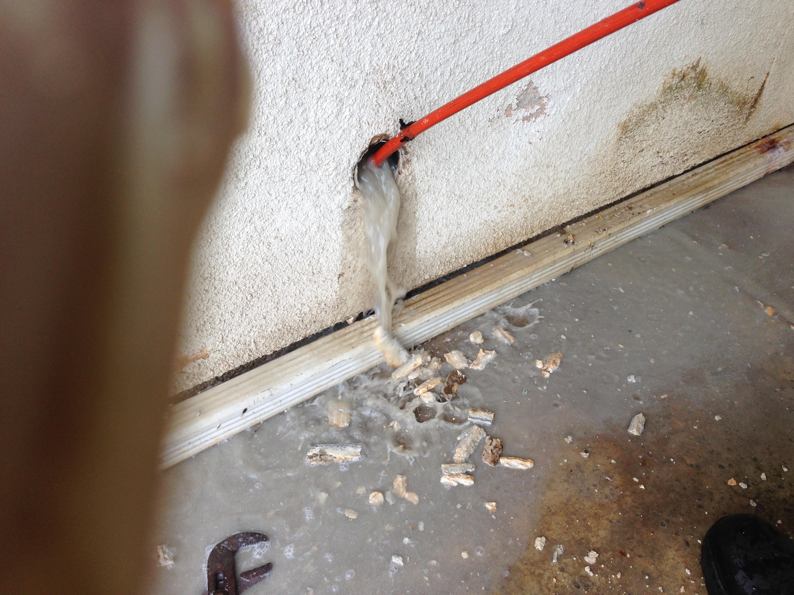 Hydro-jetting kitchen line to clear grease chunks and sludge blockage