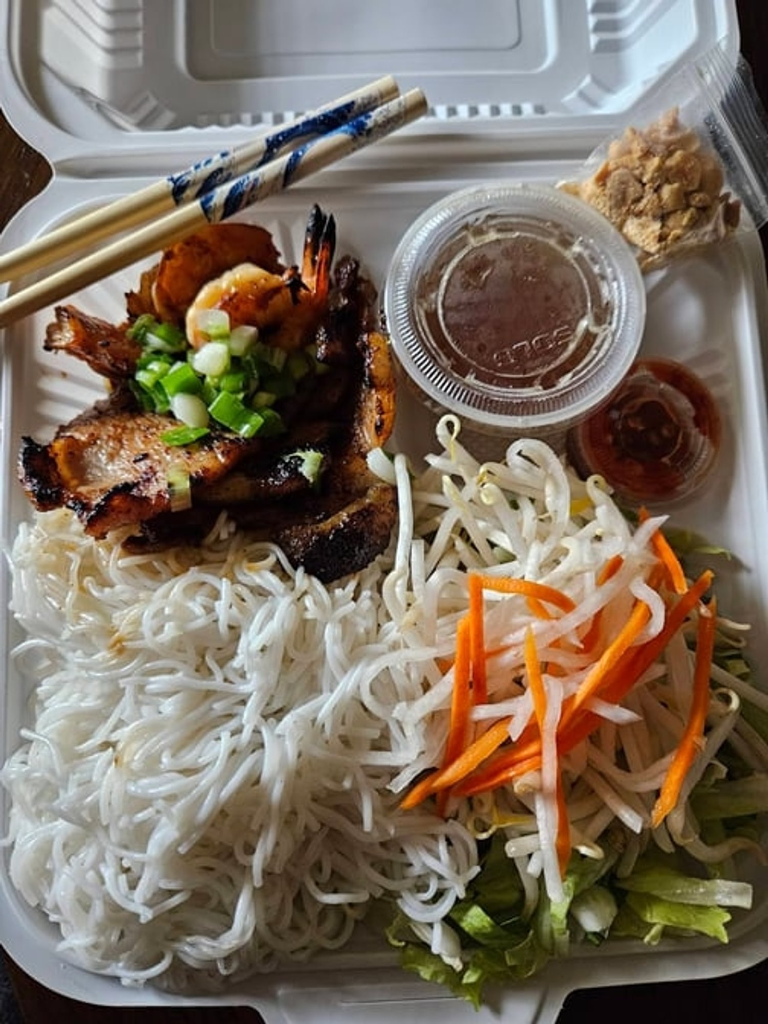 #37 Grilled Shrimp & Pork Over Vermicelli