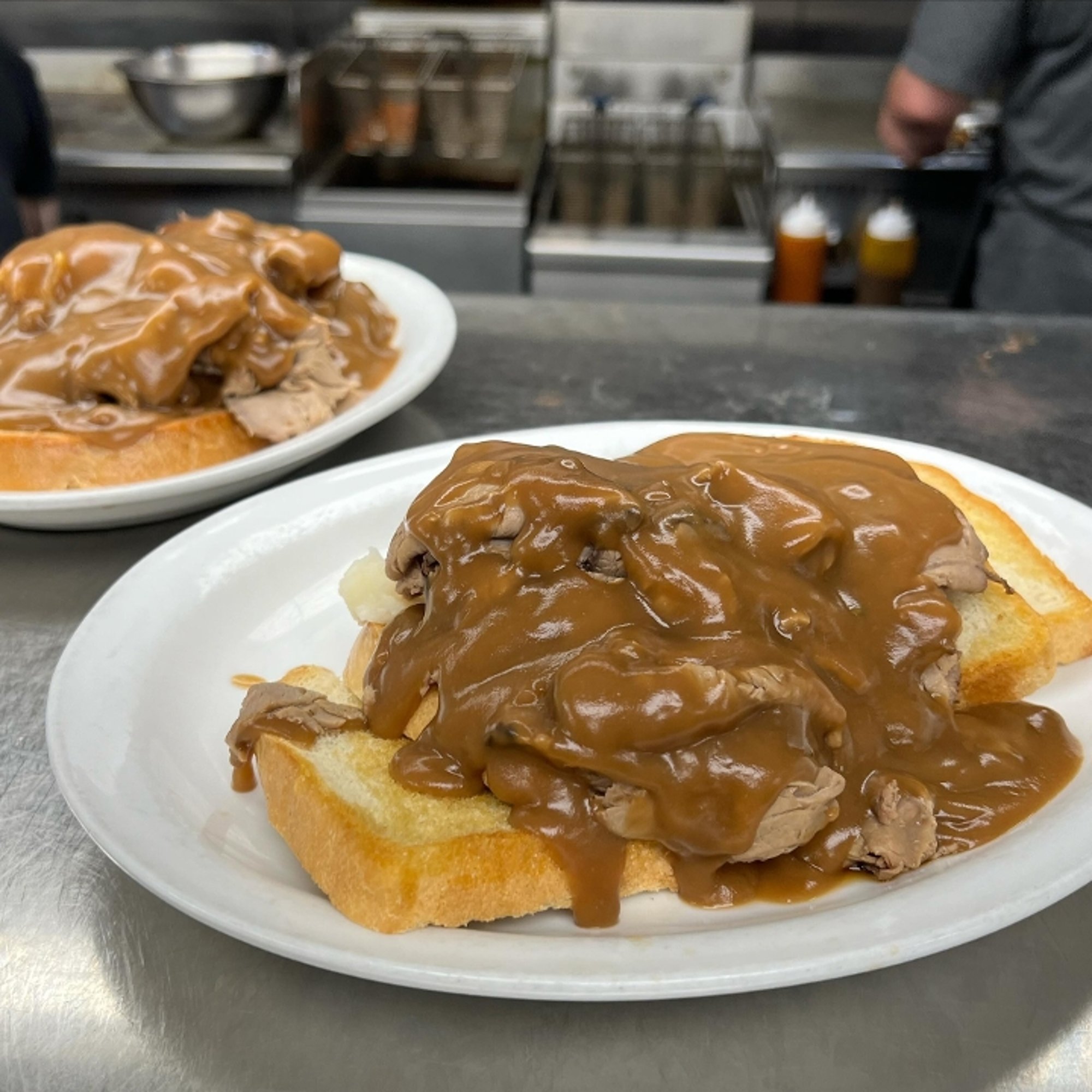 Hot beef sandwich
