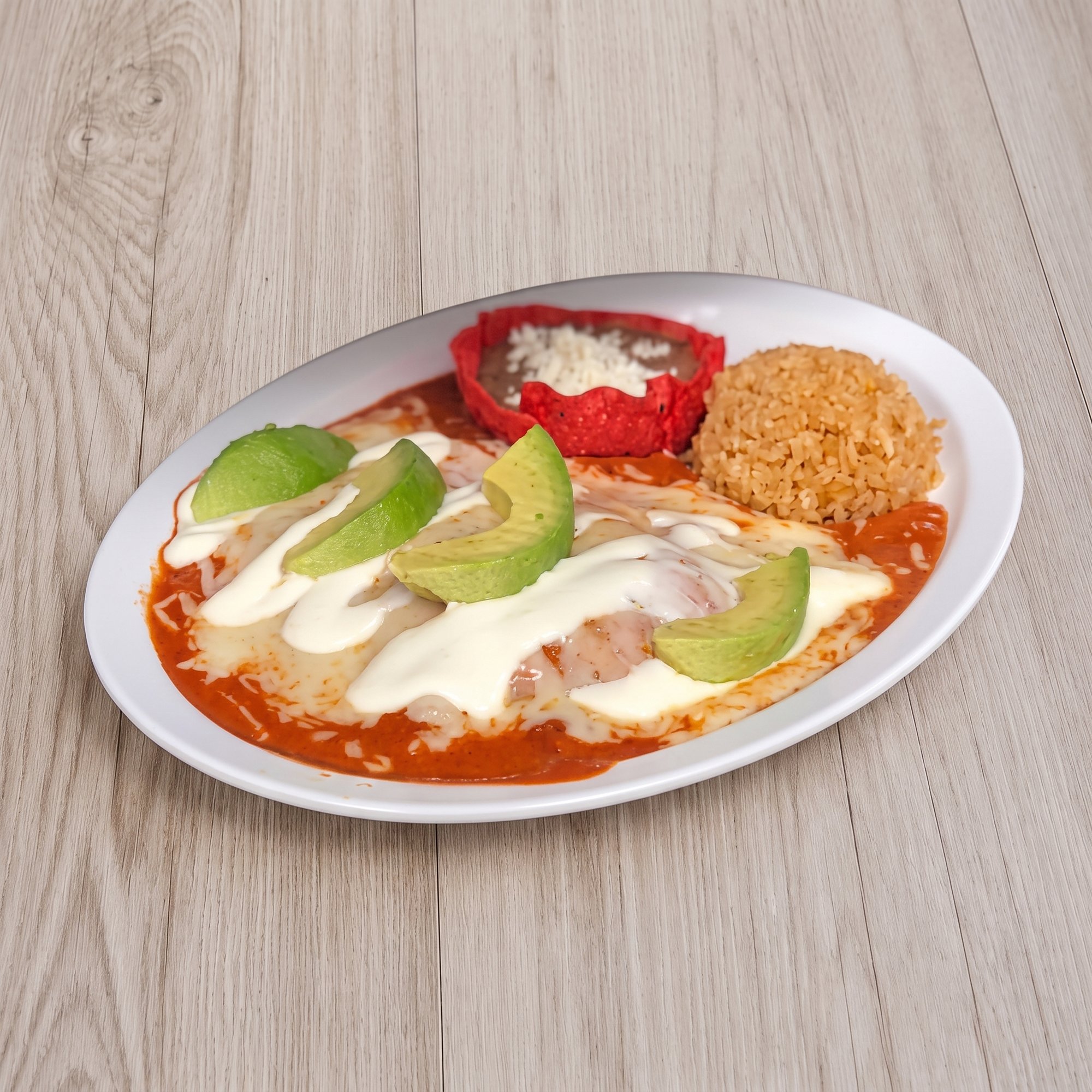 Enchiladas Rojas Plate carne desebrada