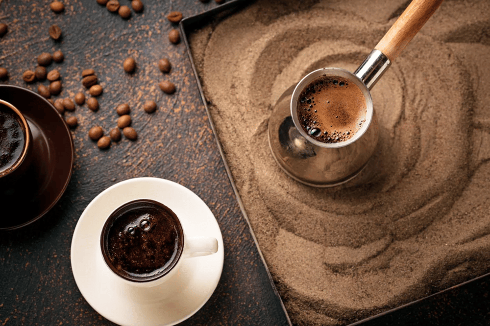 Turkish Coffee Cooked on Sand