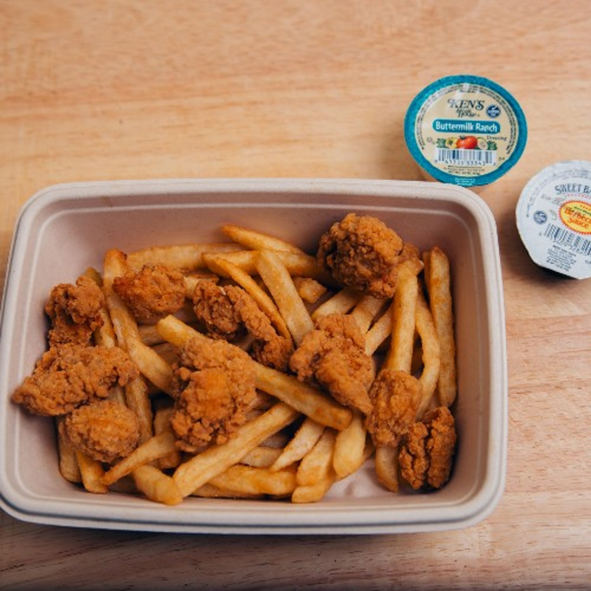 Popcorn Chicken With Fries
