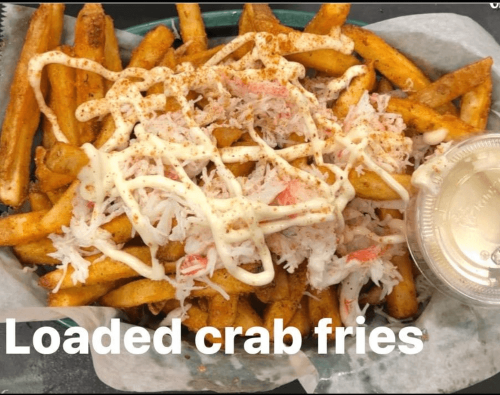 Sizzling Crispy Fries Topped With Crab Sour Cream Cheese And House Dressing