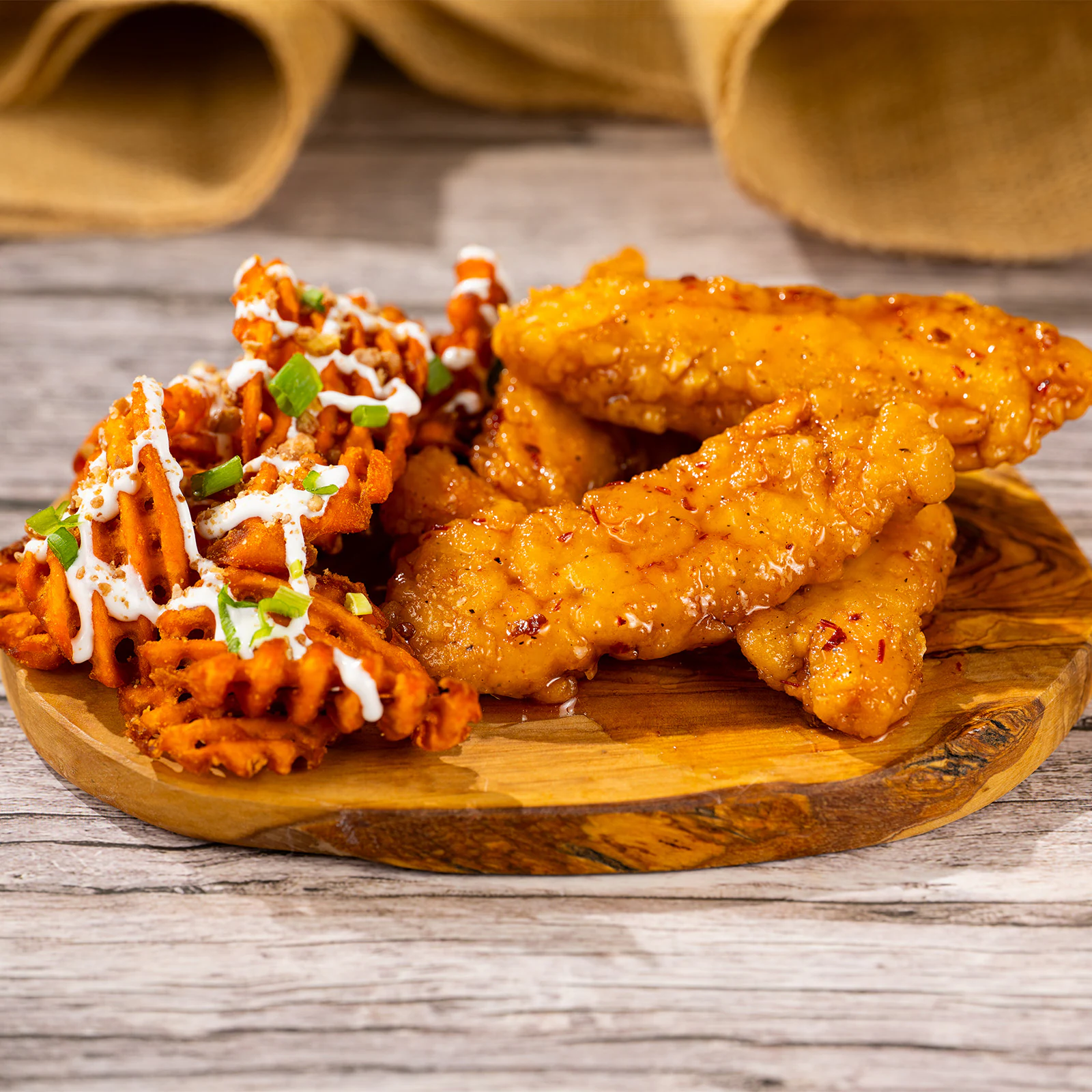 Hot Honey Chicken with Sweet Potato Fries