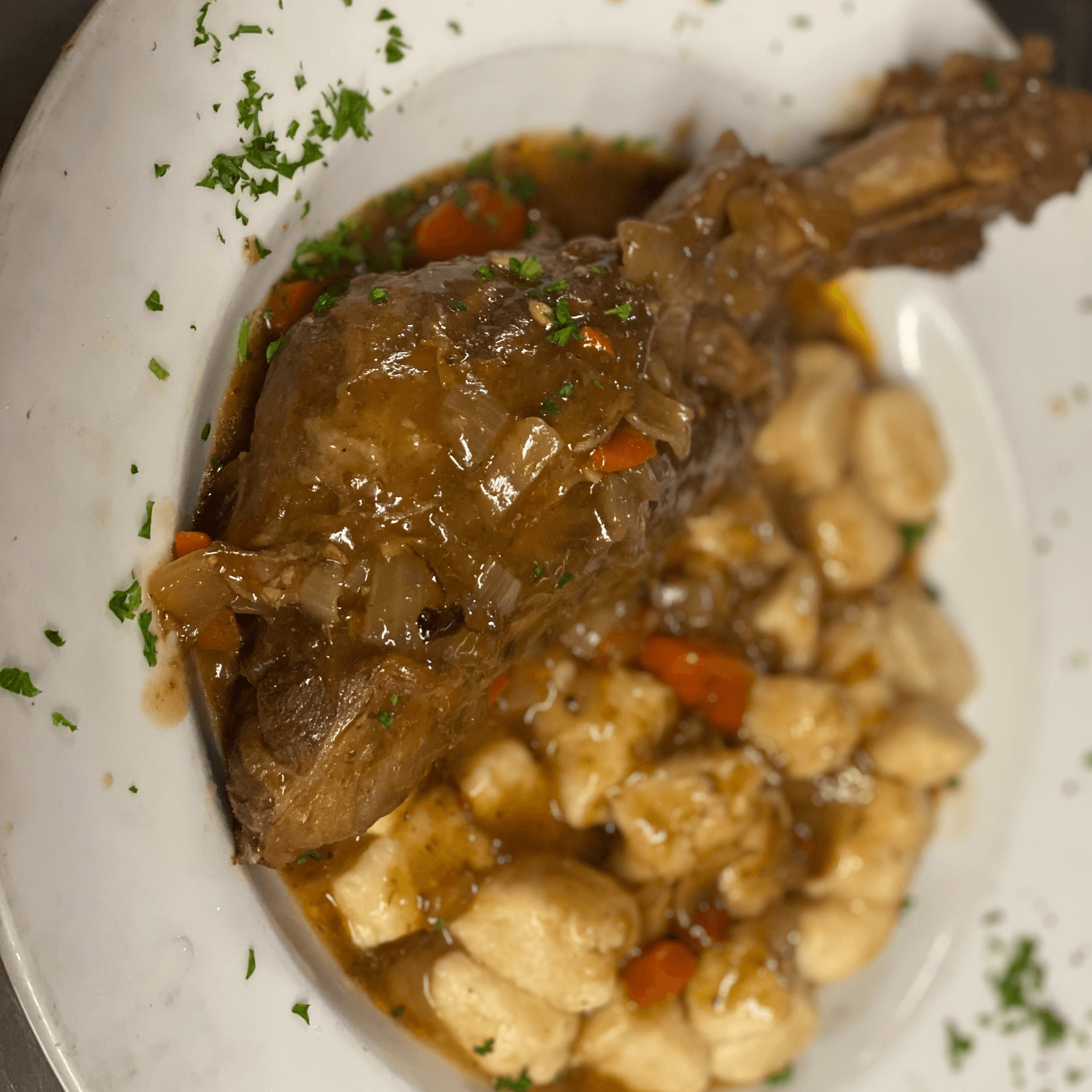 Lamb Shank Over Gnocchi
