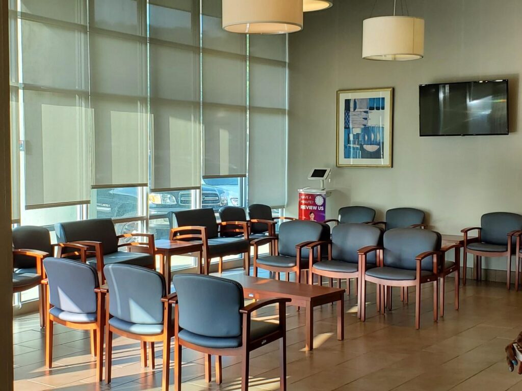 The lobby at Azura Surgery Center Birmingham