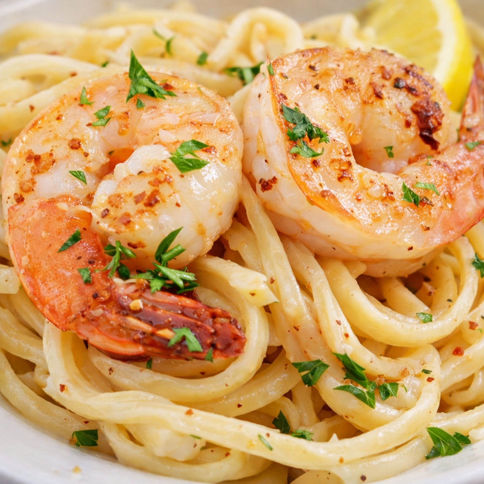 Fettuccine with Tiger Shrimp