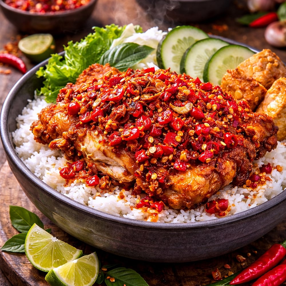 Smashed Spicy Chicken (Ayam Geprek) 🌶️🌶🌶