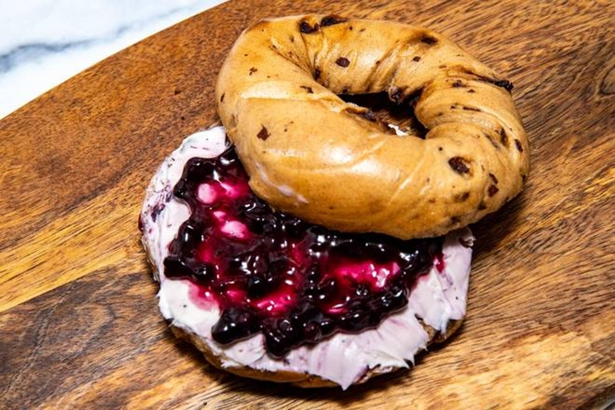 Blueberry Cc on a Bagel