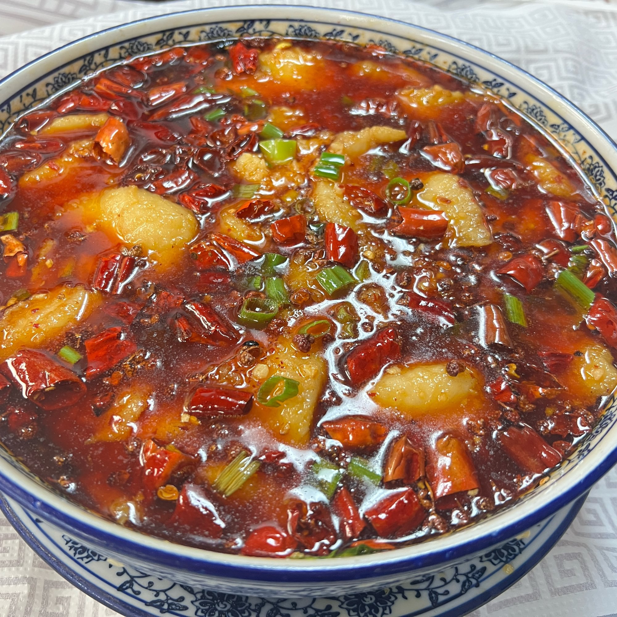Fish Fillet with Clear Noodle & Bean Sprouts in Chili Oil Soup沸腾鱼