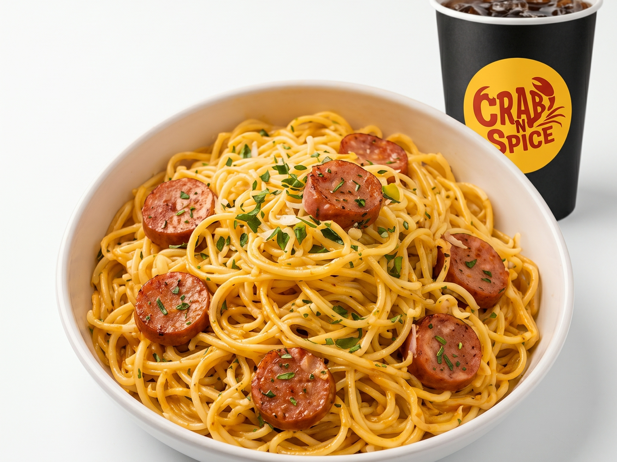3. Garlic Noodles with Sausage