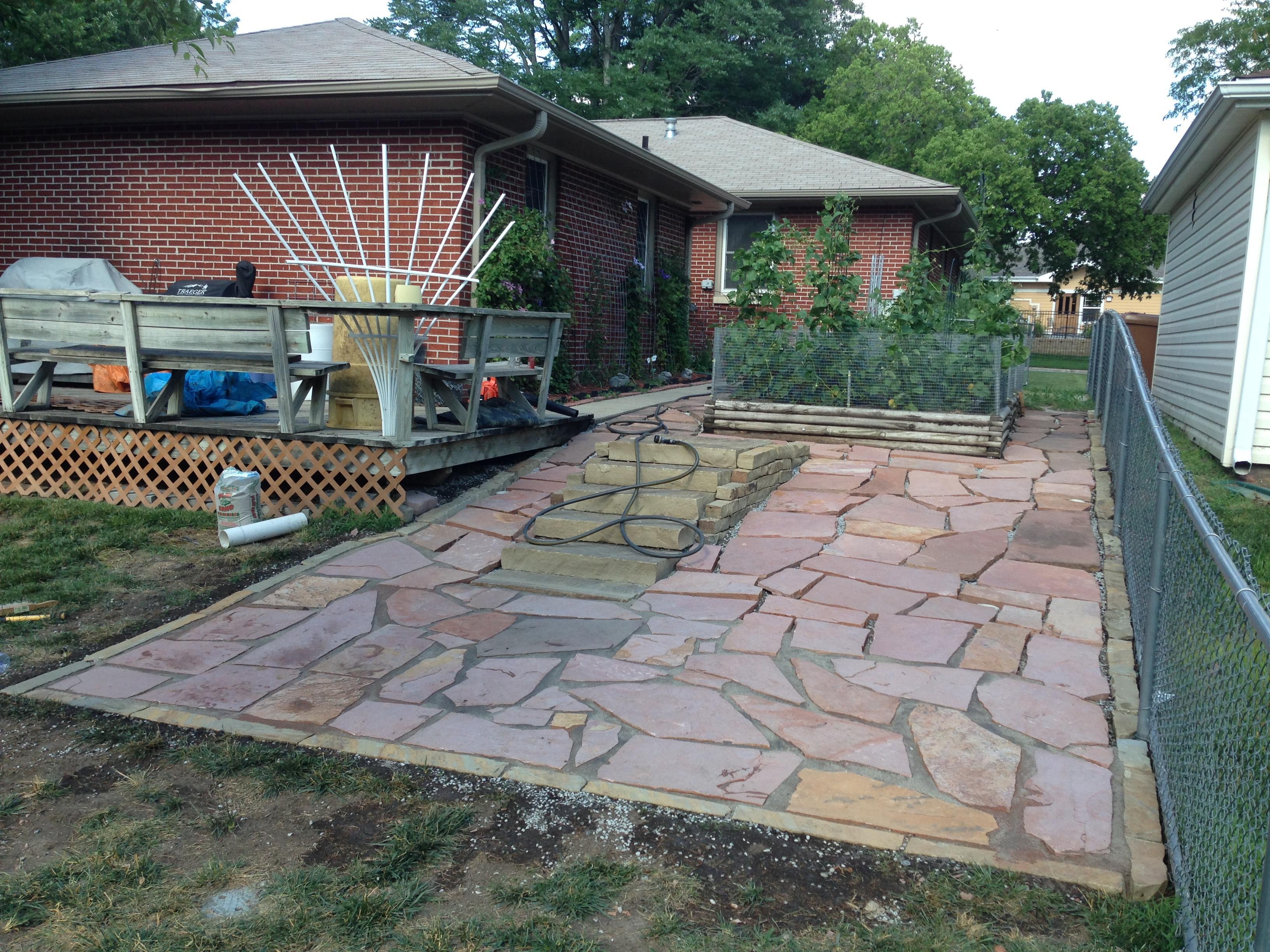 Colorado Red Flagstone, Black Hills Natural Edging, and Black Hills 3' Natural Steps