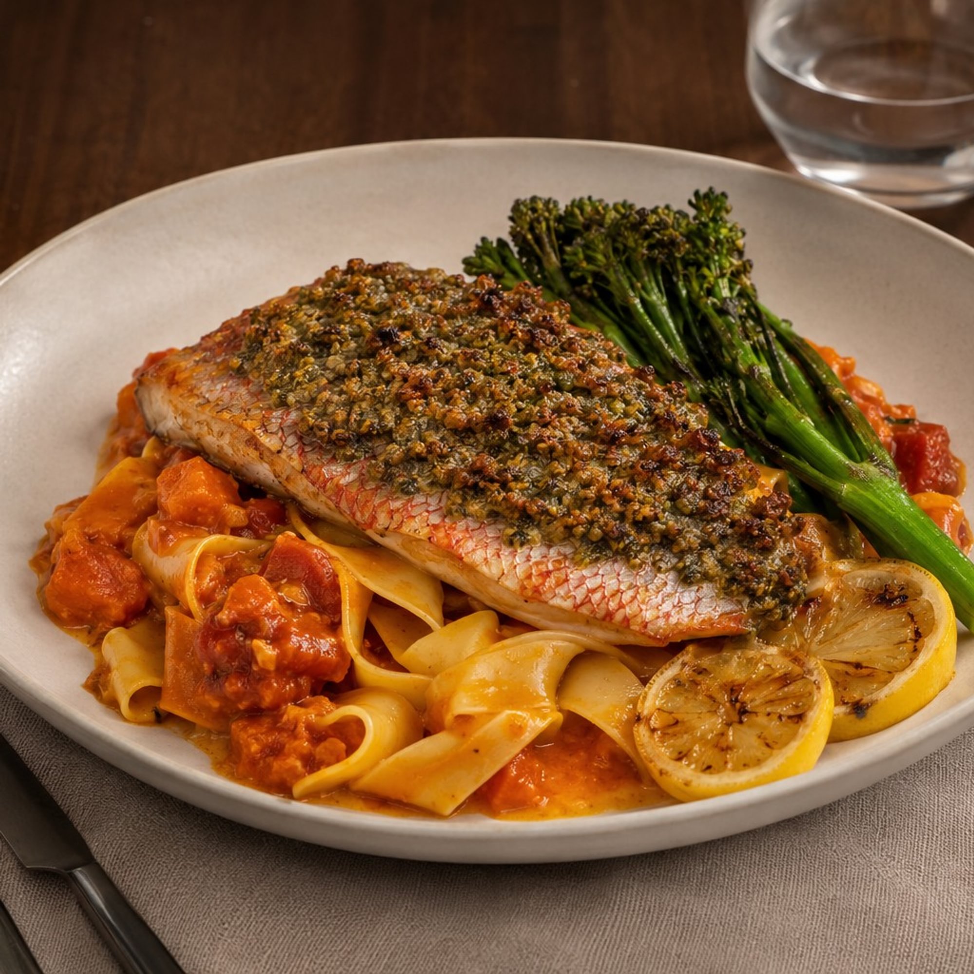 Pesto-Crusted Red Snapper