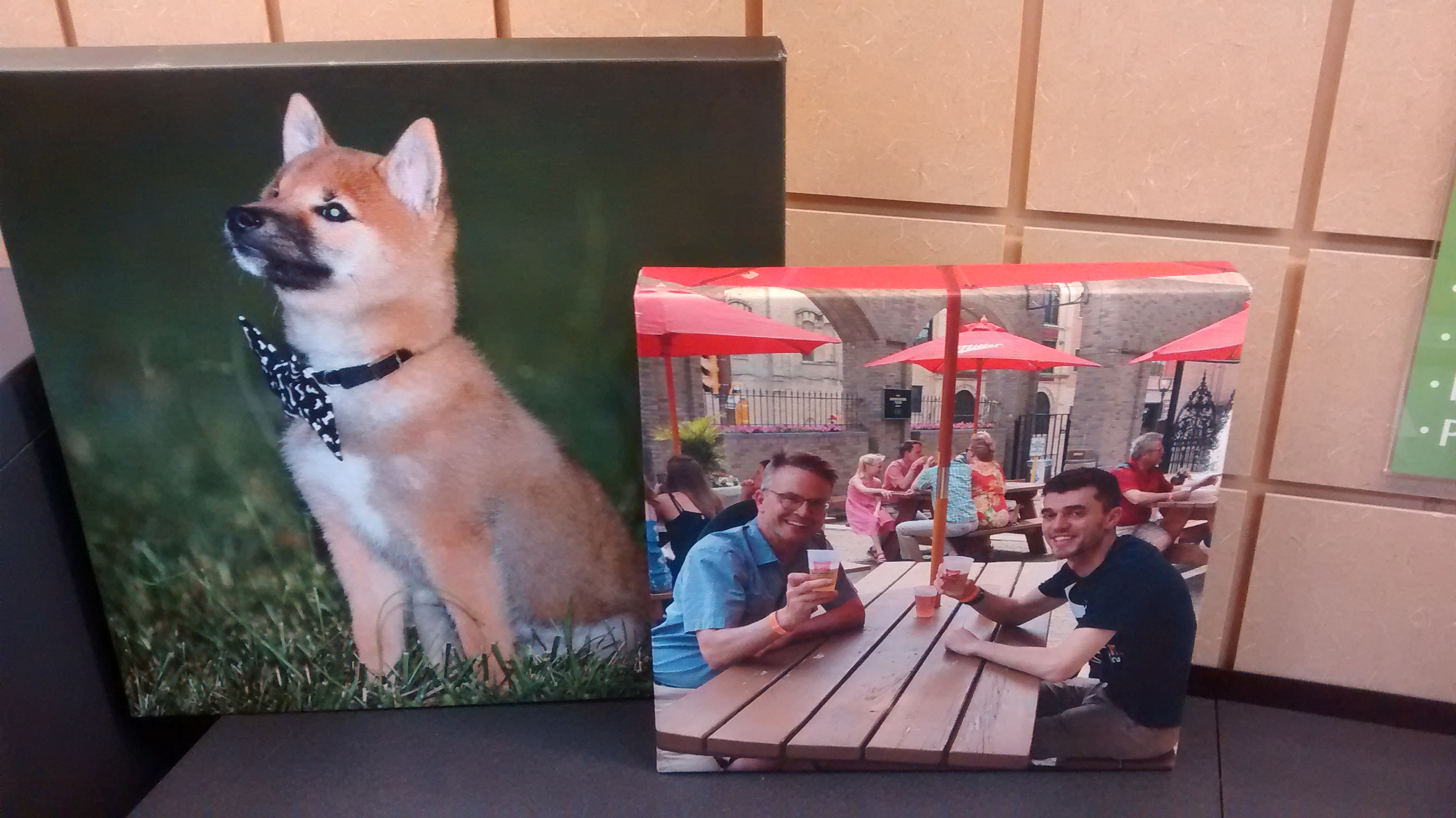 image containing canvas prints of dog and family photo