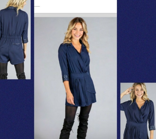 Playsuit with sequin collar and cuffs