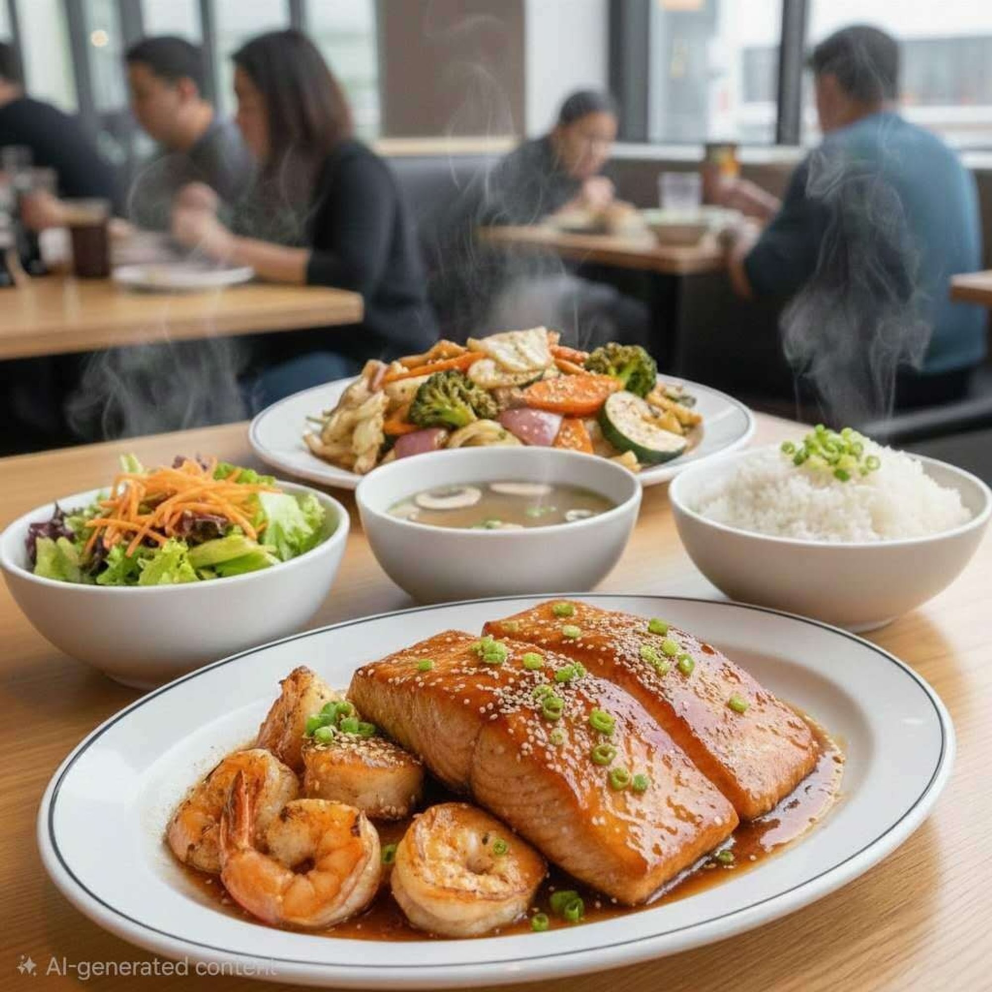 Hi Shrimp & Salmon (H Salad & Mushroom Soup)