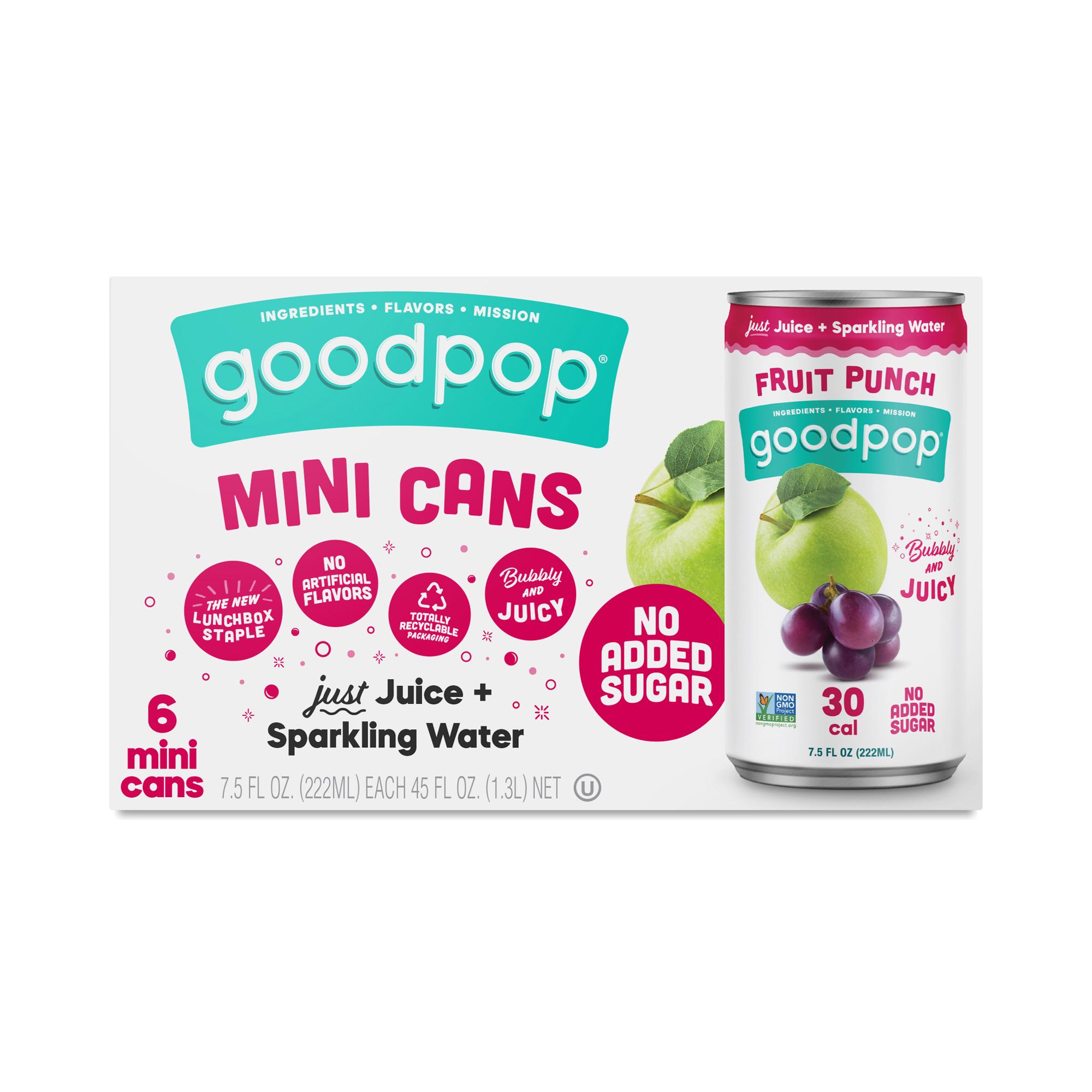GoodPop Juice & Sparkling Water Mini Cans Fruit Punch 6pk cans