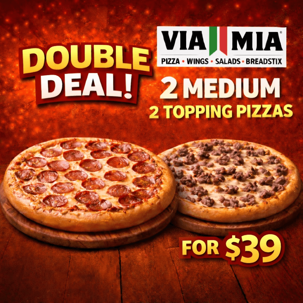 Double Deal 2 Medium 2-Topping Pizzas