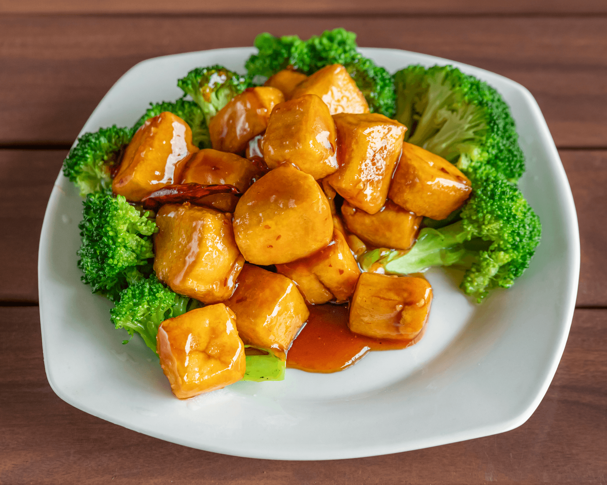 91. General tsou's tofu with broccoli