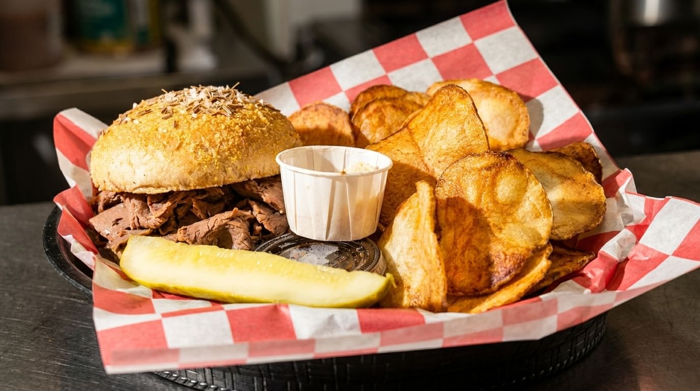 Roast Beef on Weck Sandwich