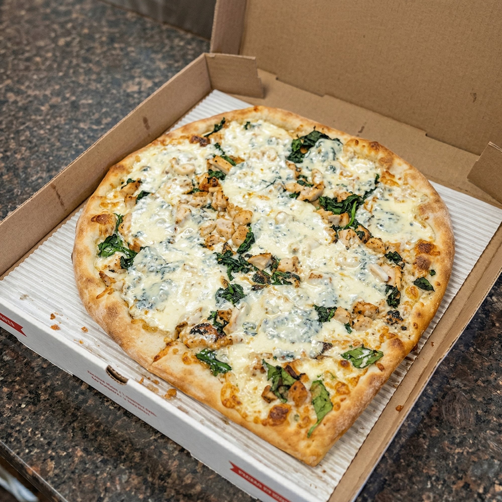 Chicken Florentine White Pizza