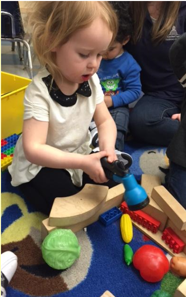 Our discovery preschool classroom learned about gardening and growing our own foods. The children created their own gardens by stacking blocks, and 