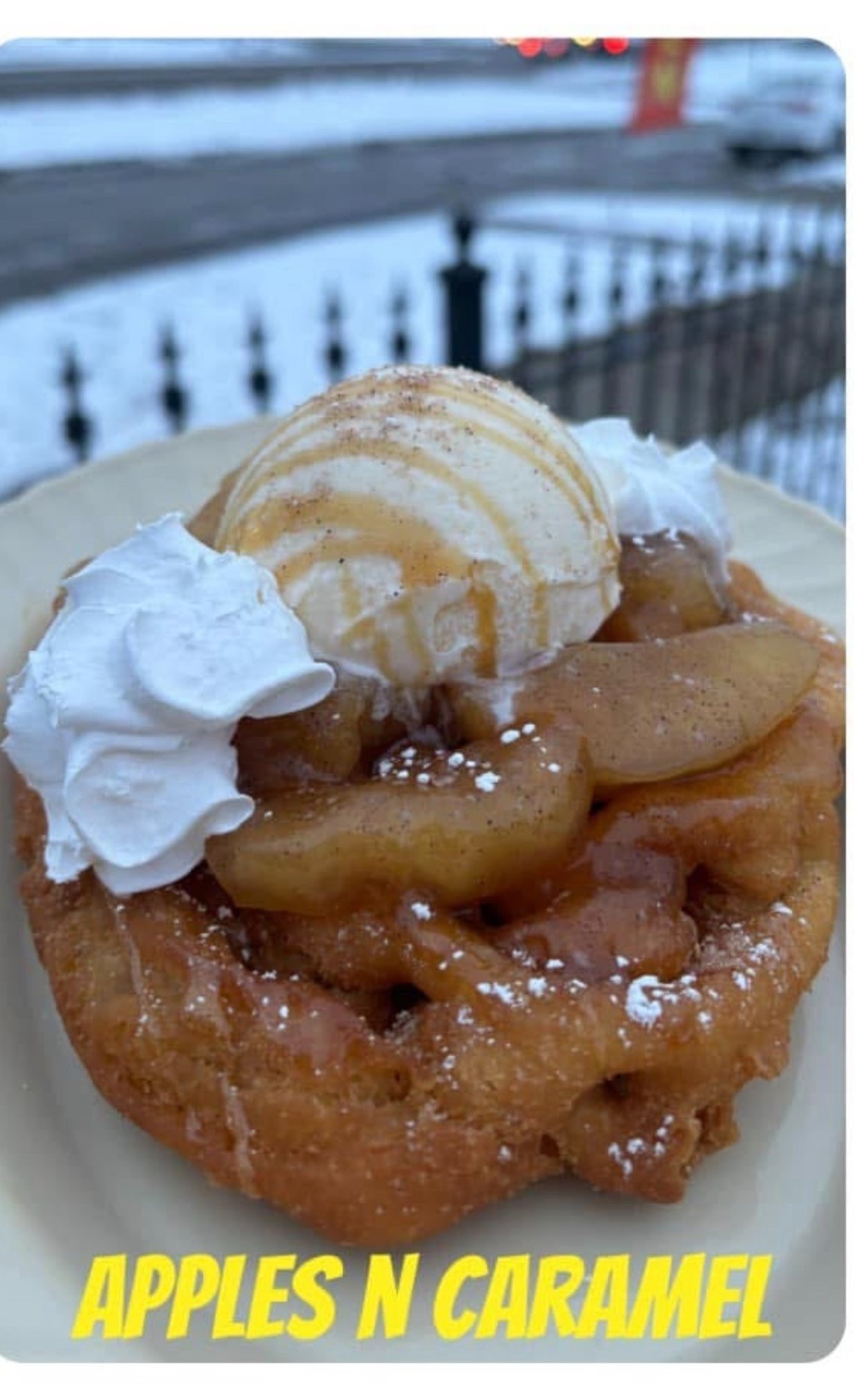 Apples N Caramel Funnel Cake