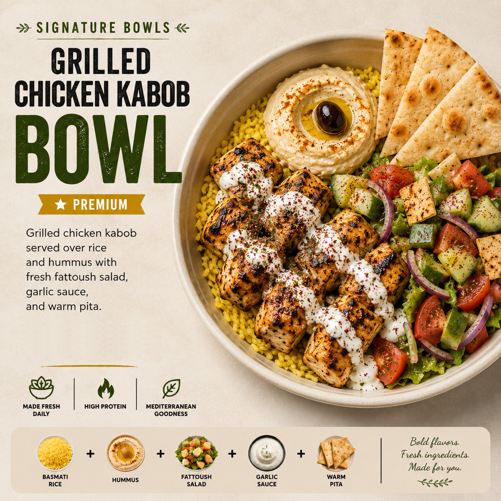 Grilled Chicken Kabob Bowl