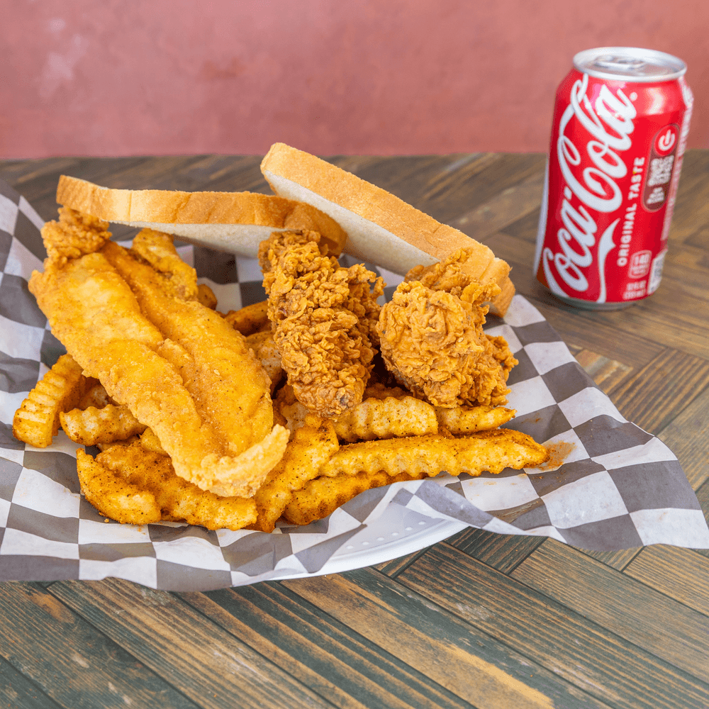 2 Pcs Tender Chicken and Catfish or Whiting Fish