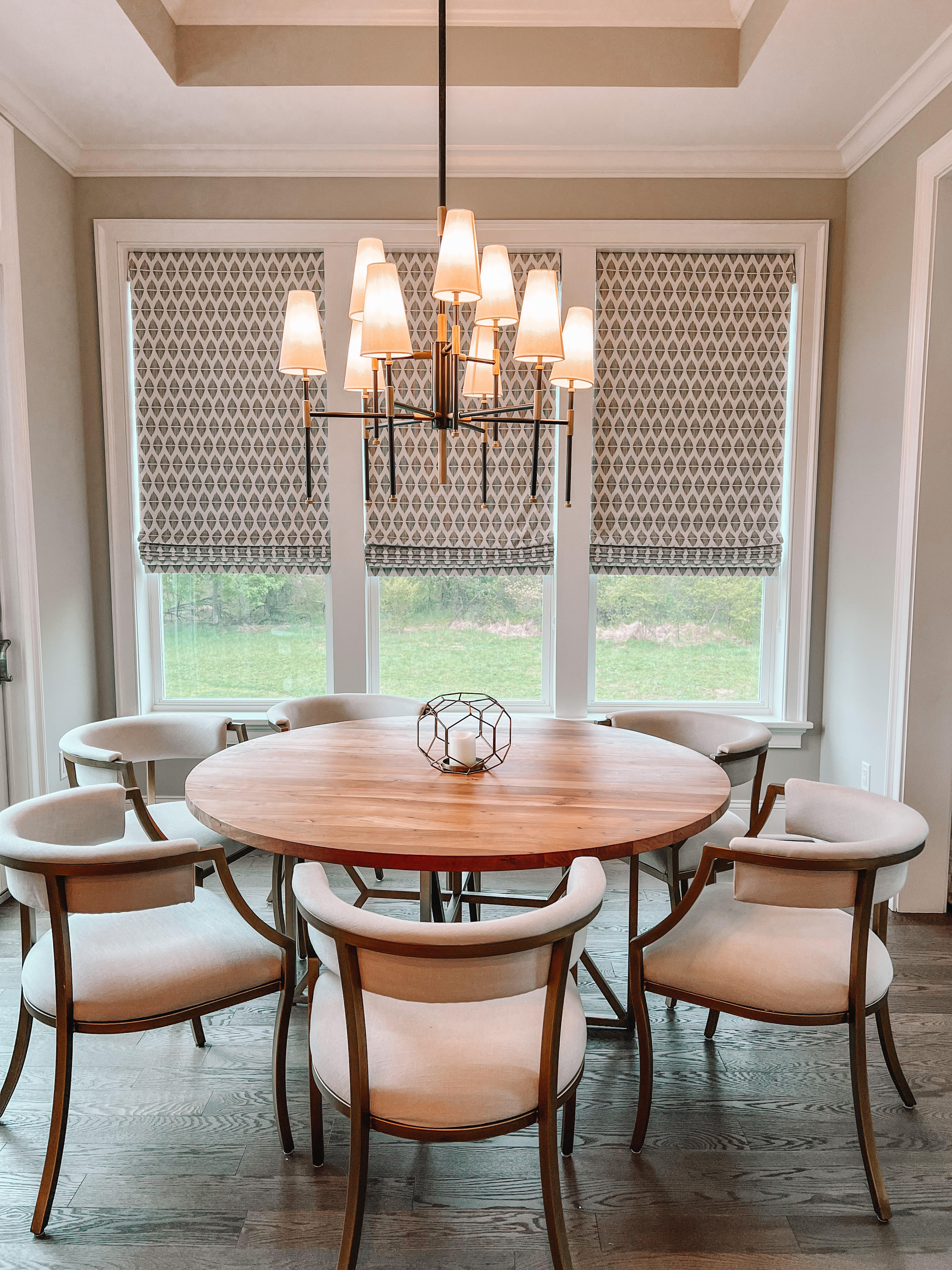 Added some dimension to this breakfast area with these flat fold Phase II Roman Shades in Holmdel, NJ