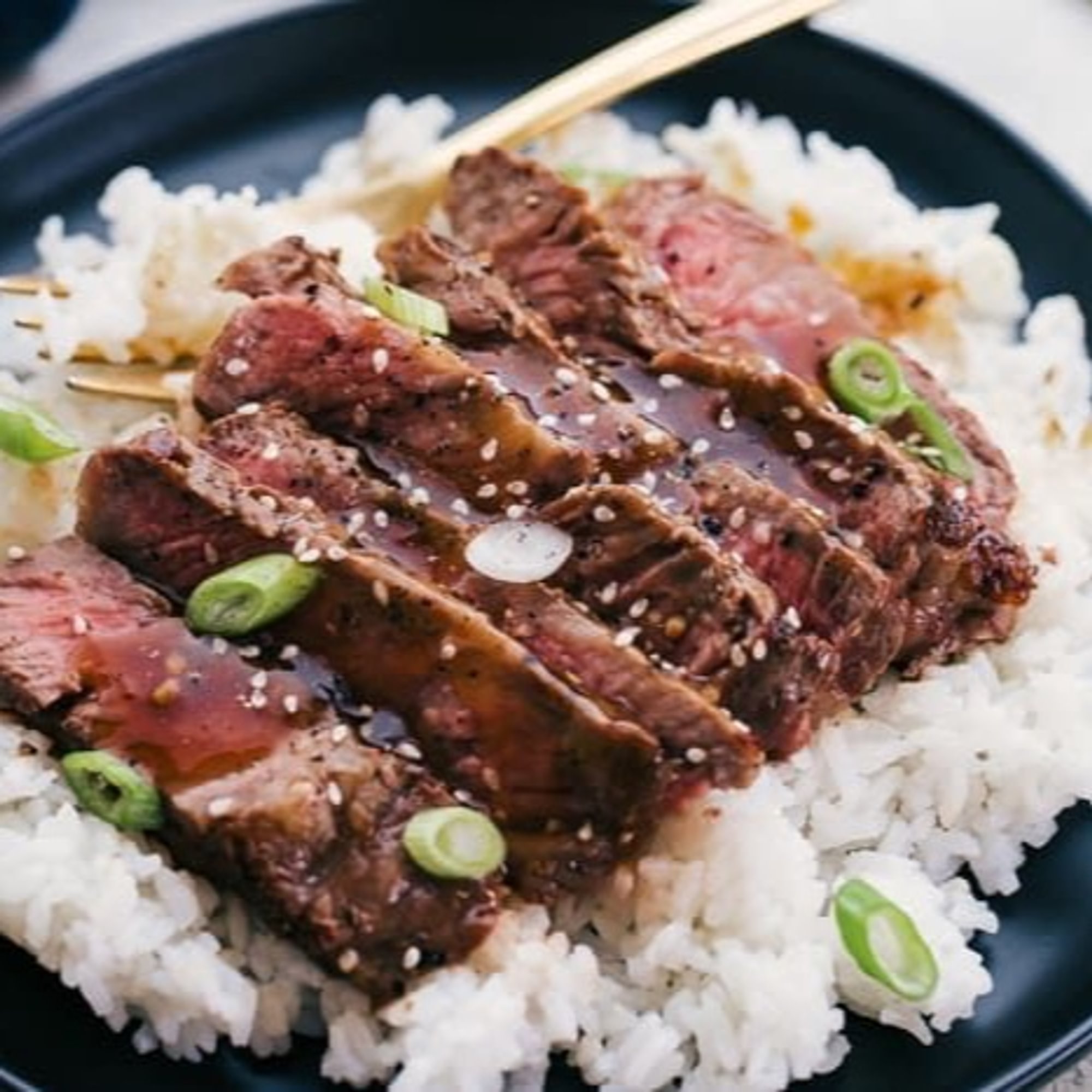 Marinated Steak with Rice
