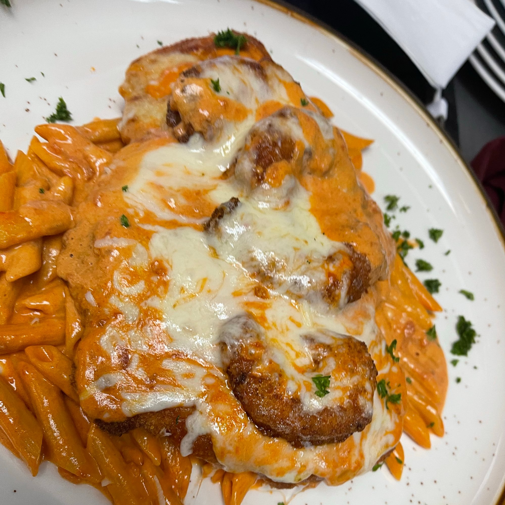 Chicken and Shrimp Parmigiana Vodka