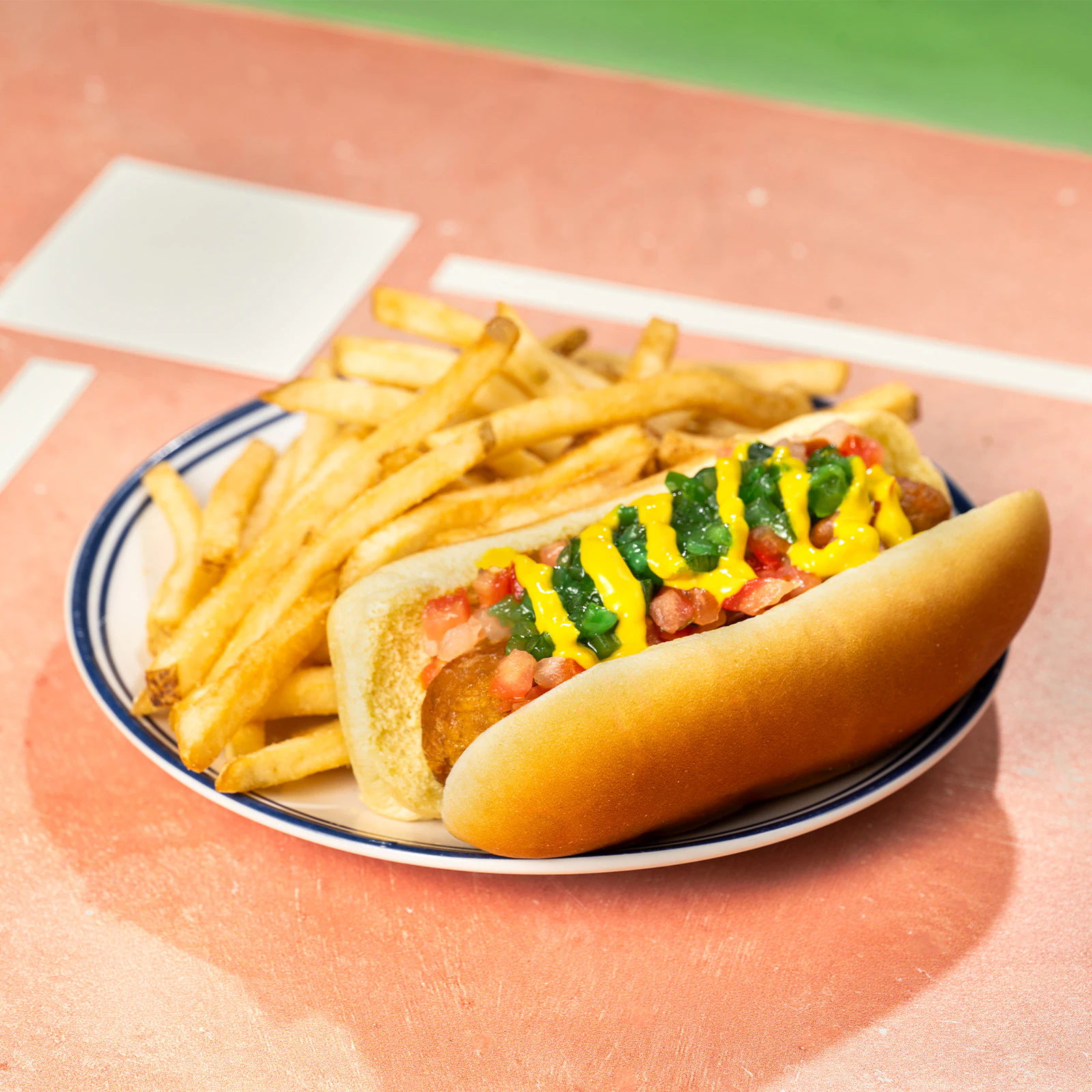 Plant-based Chicago-style Dog
