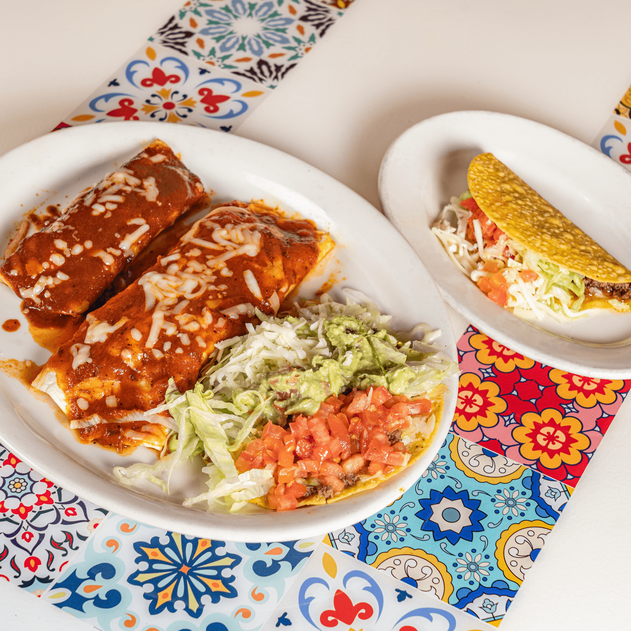 K. One Burrito, 1 Chalupa, 1 Beef Taco and 1 Enchilada Combo Plate
