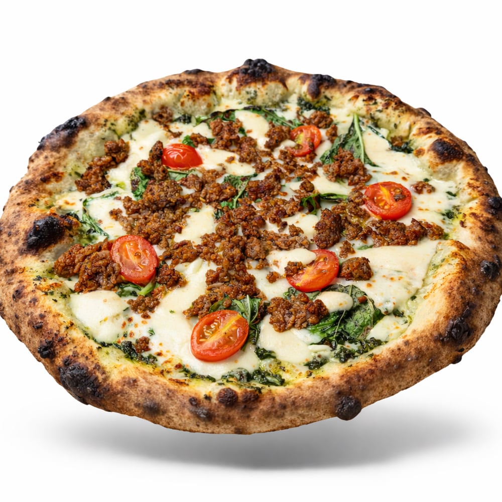 Signature Pesto Meatball Pizza