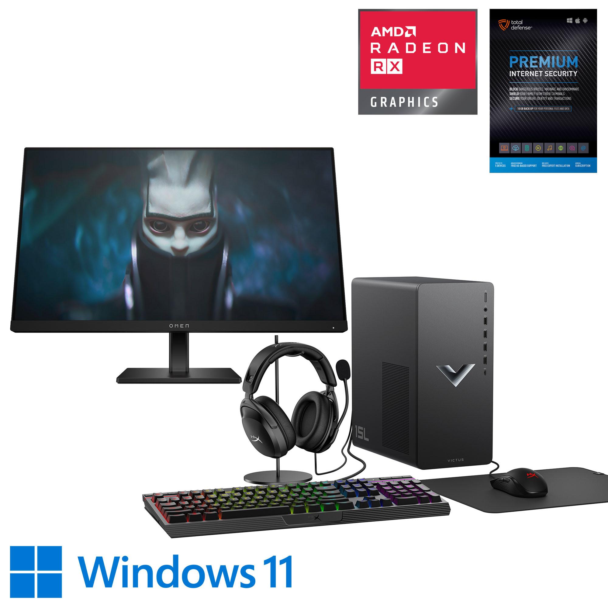 HP Victus Gaming Desktop w/ 24" Monitor & Total Defense Internet Security