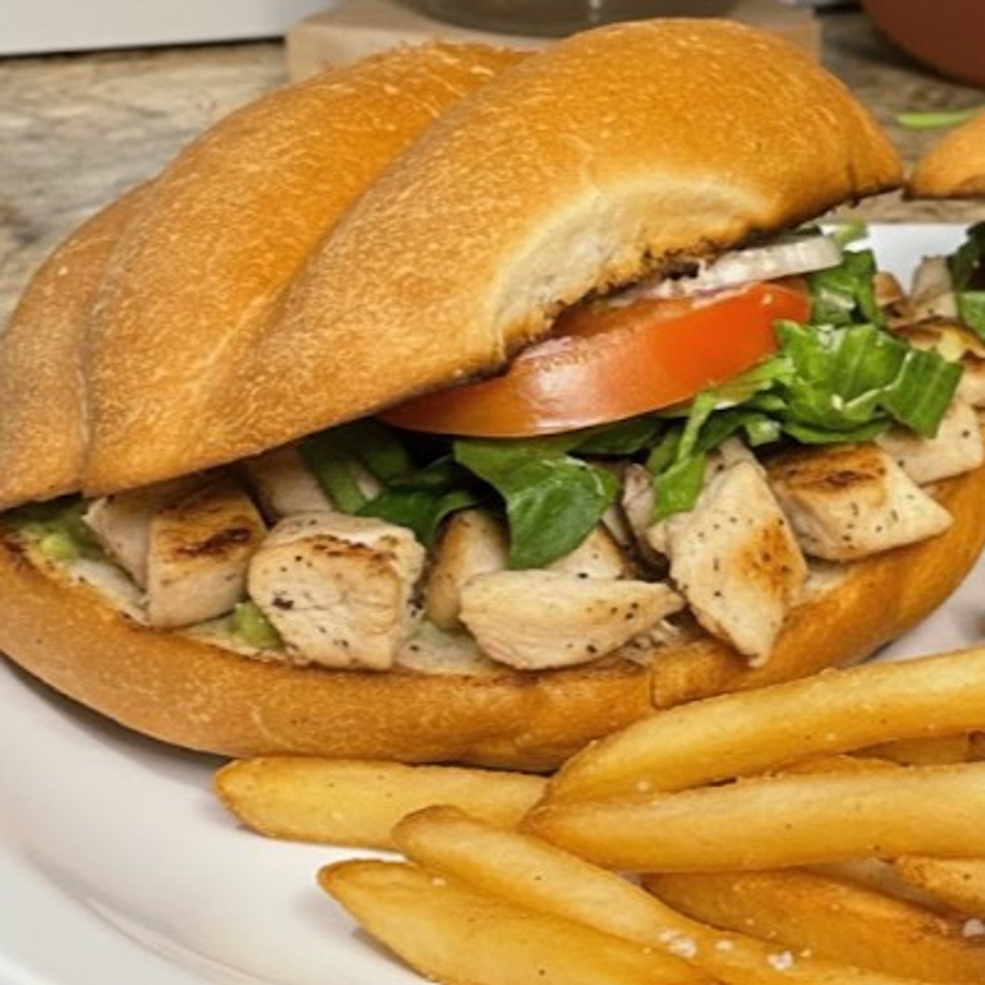 Chicken Torta and fries