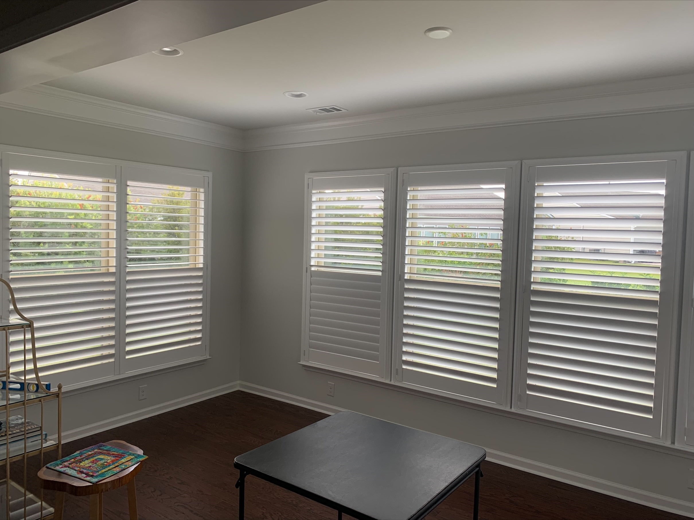 Plantation Shutters with decorative frames help to dress up the windows! We love how many frame types you can choose from!