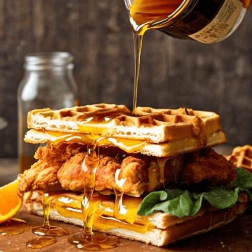 Chicken N Waffles with Syrup