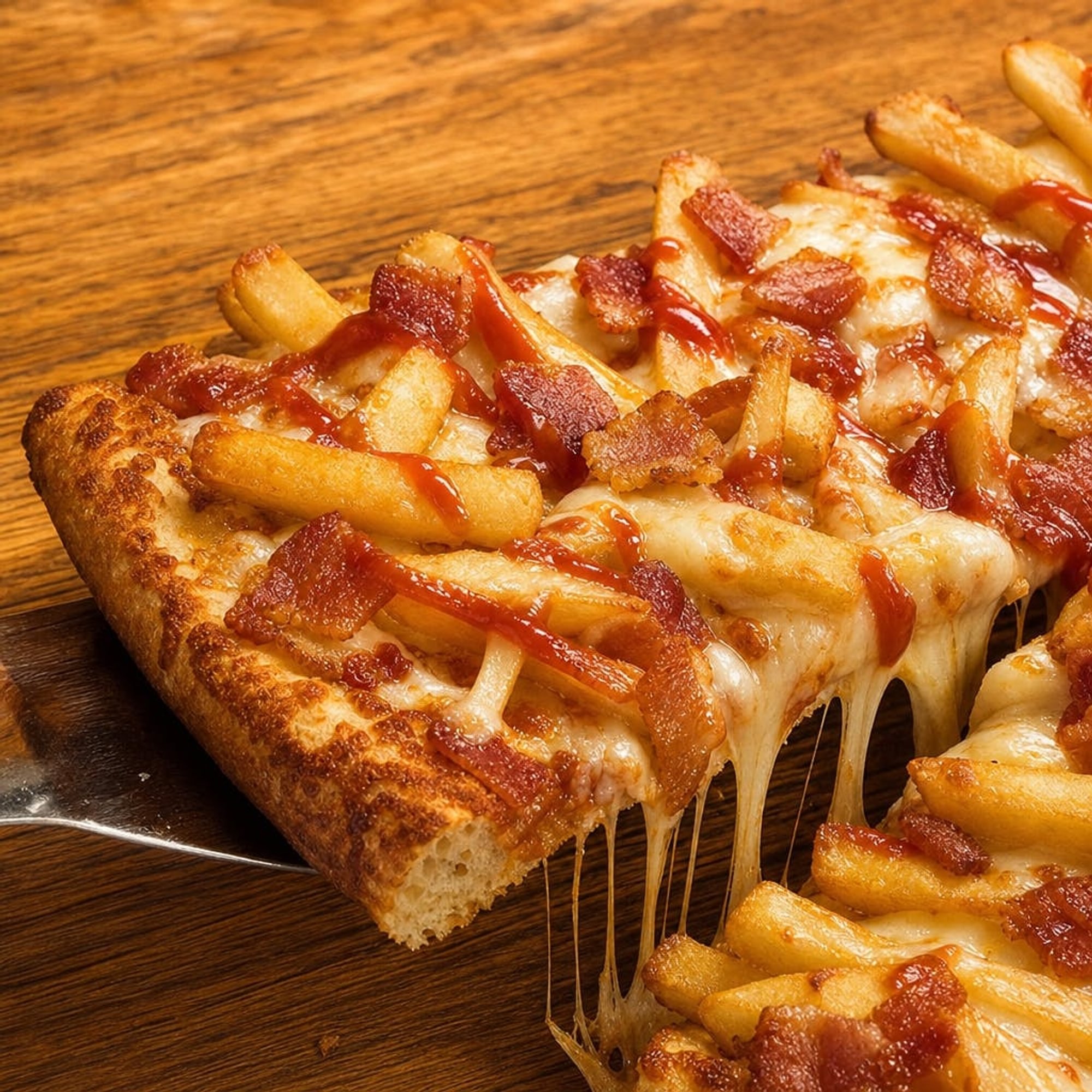 Kelo’s Bacon Cheese Fries Pizza Slice
