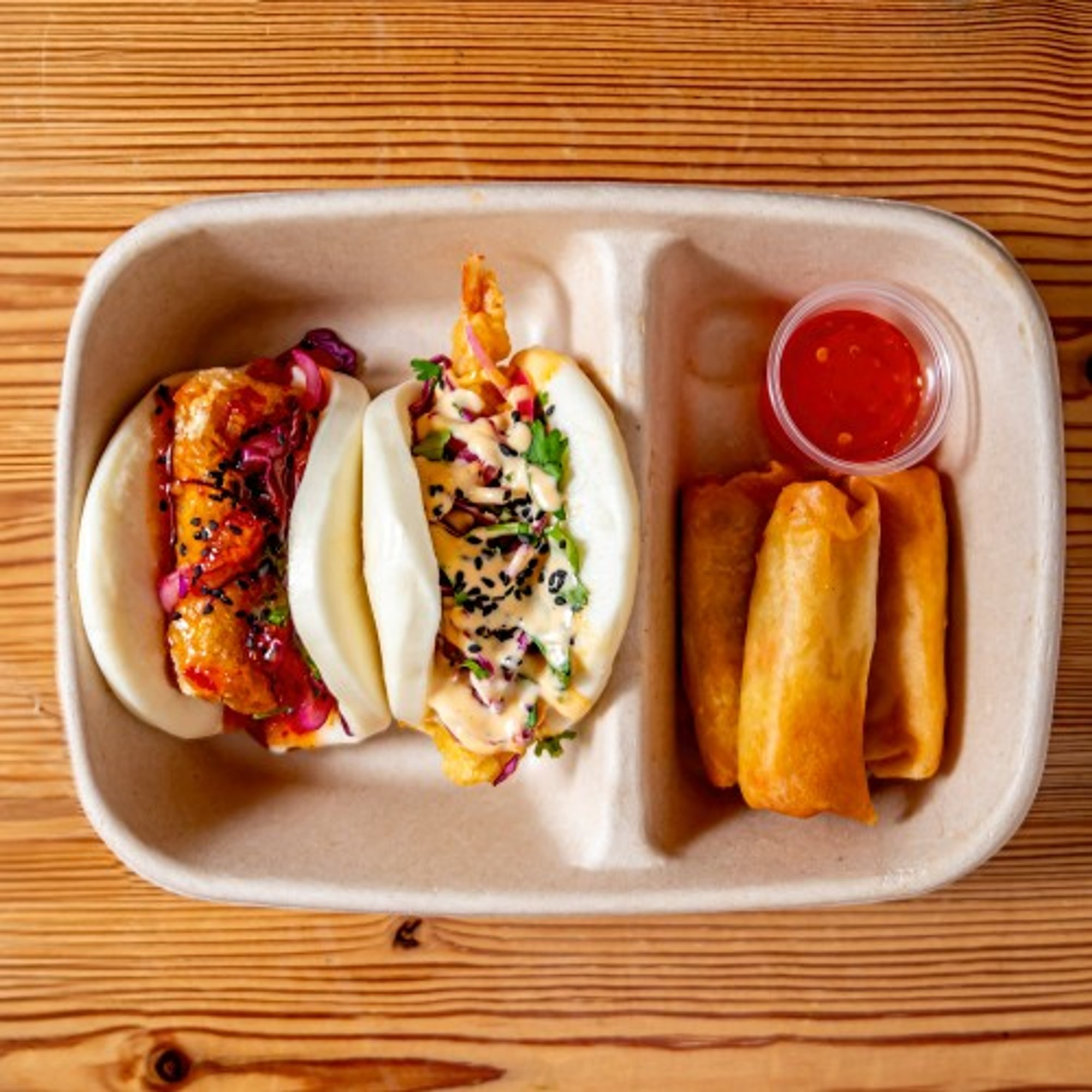 C1) 2 Baos + 3 Spring Rolls (V)