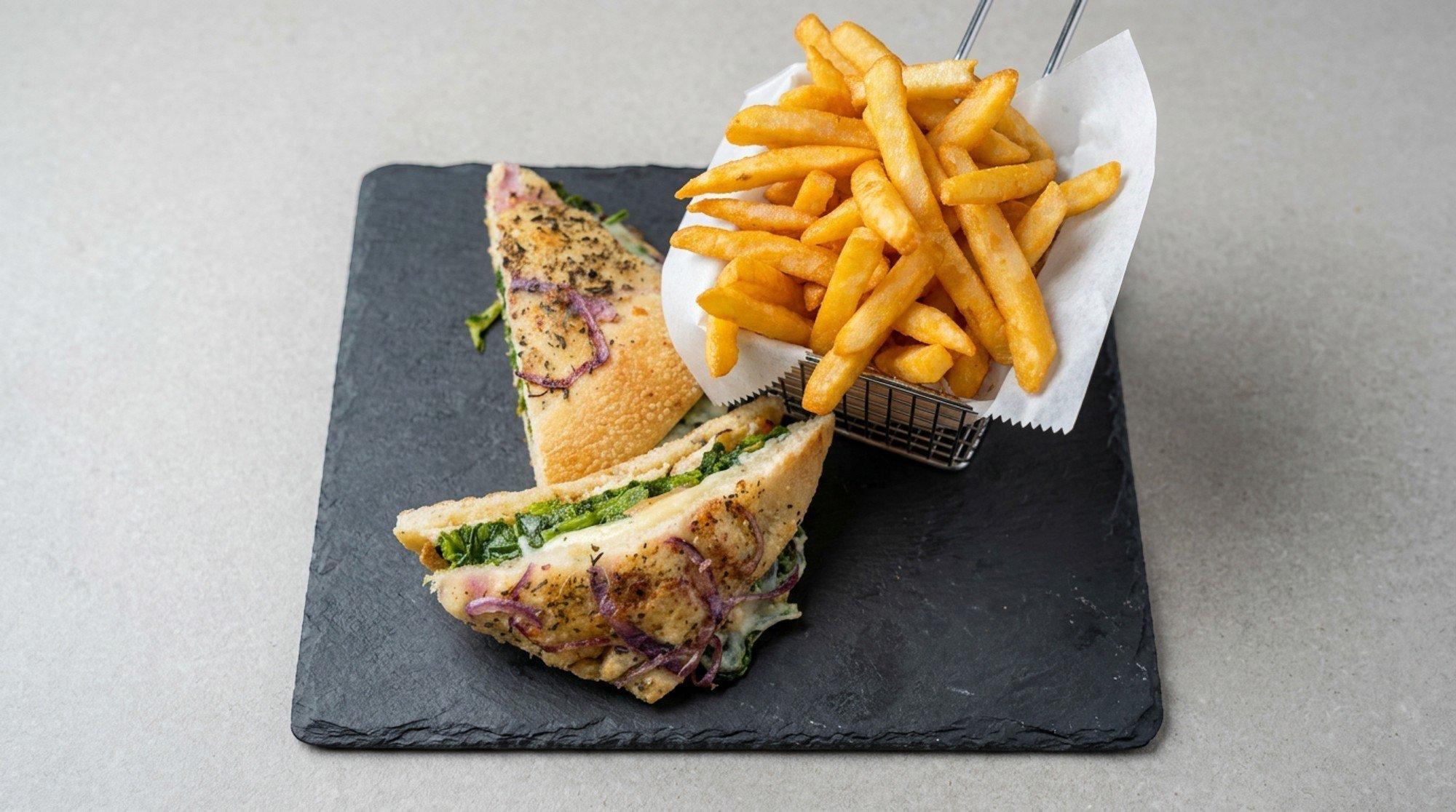 Grilled Chicken w/ Broccoli Rabe Focaccia