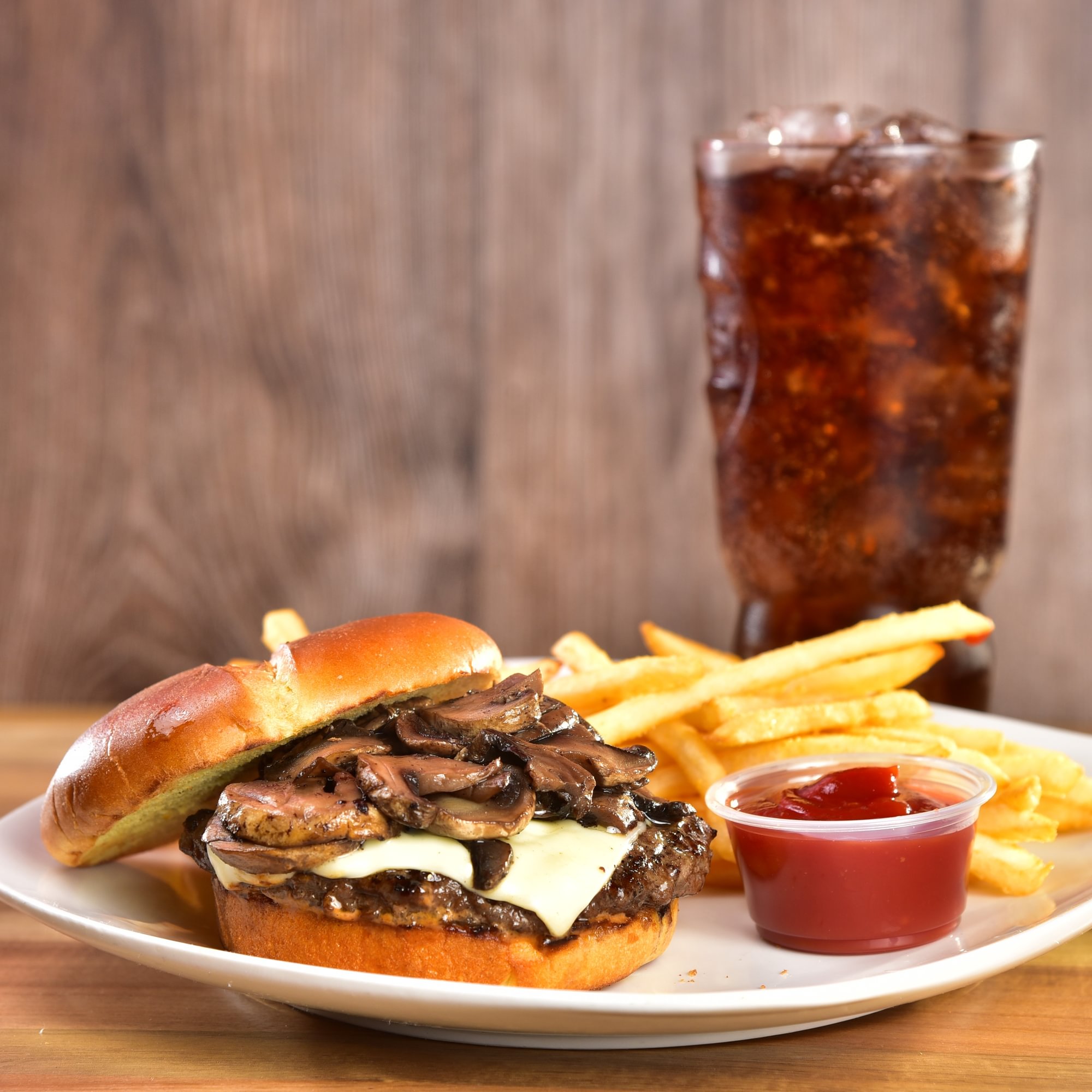 Mushroom Swiss Burger Meal