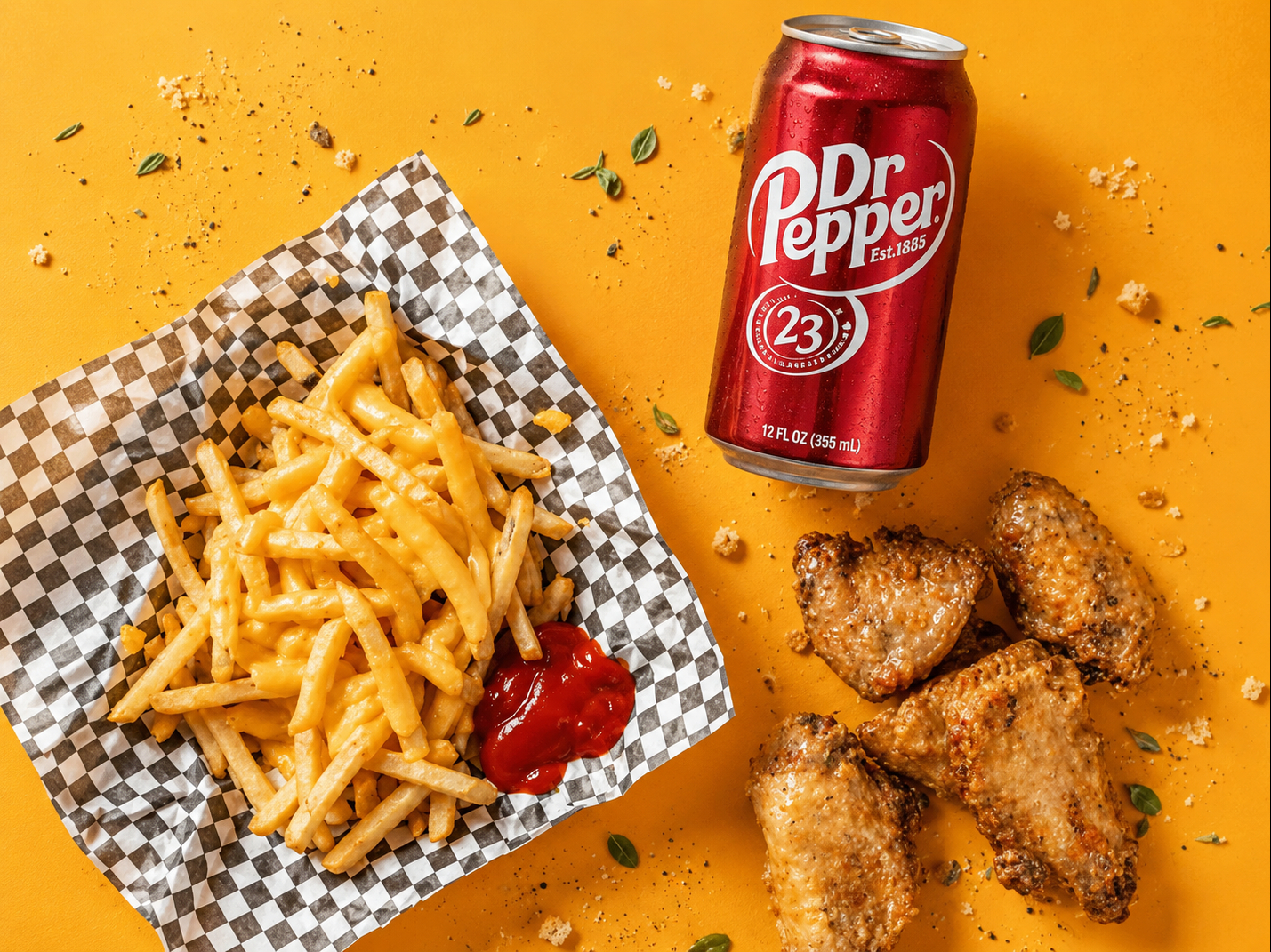 6 Wings, Regular Fries and Can Soda