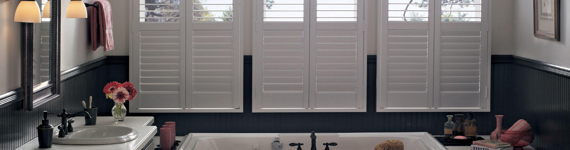 Composite Shutters are ideal for high moisture rooms such as bathrooms because of their durable polymer construction.