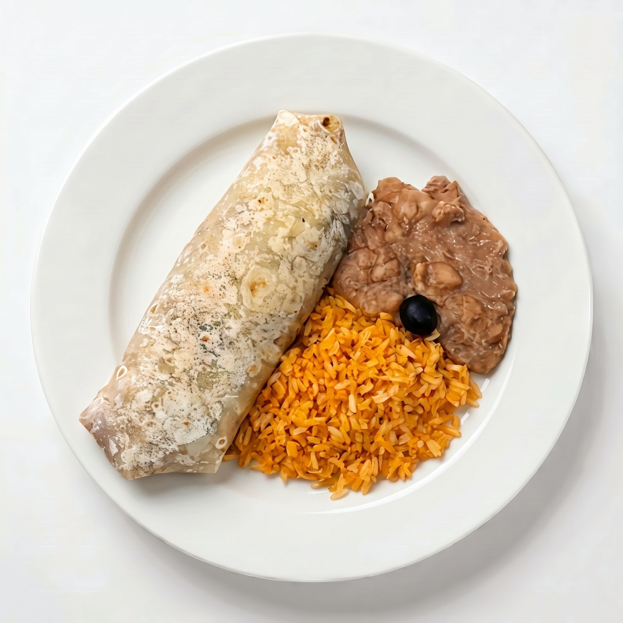 97. Bean & Cheese Burrito, Rice and Beans