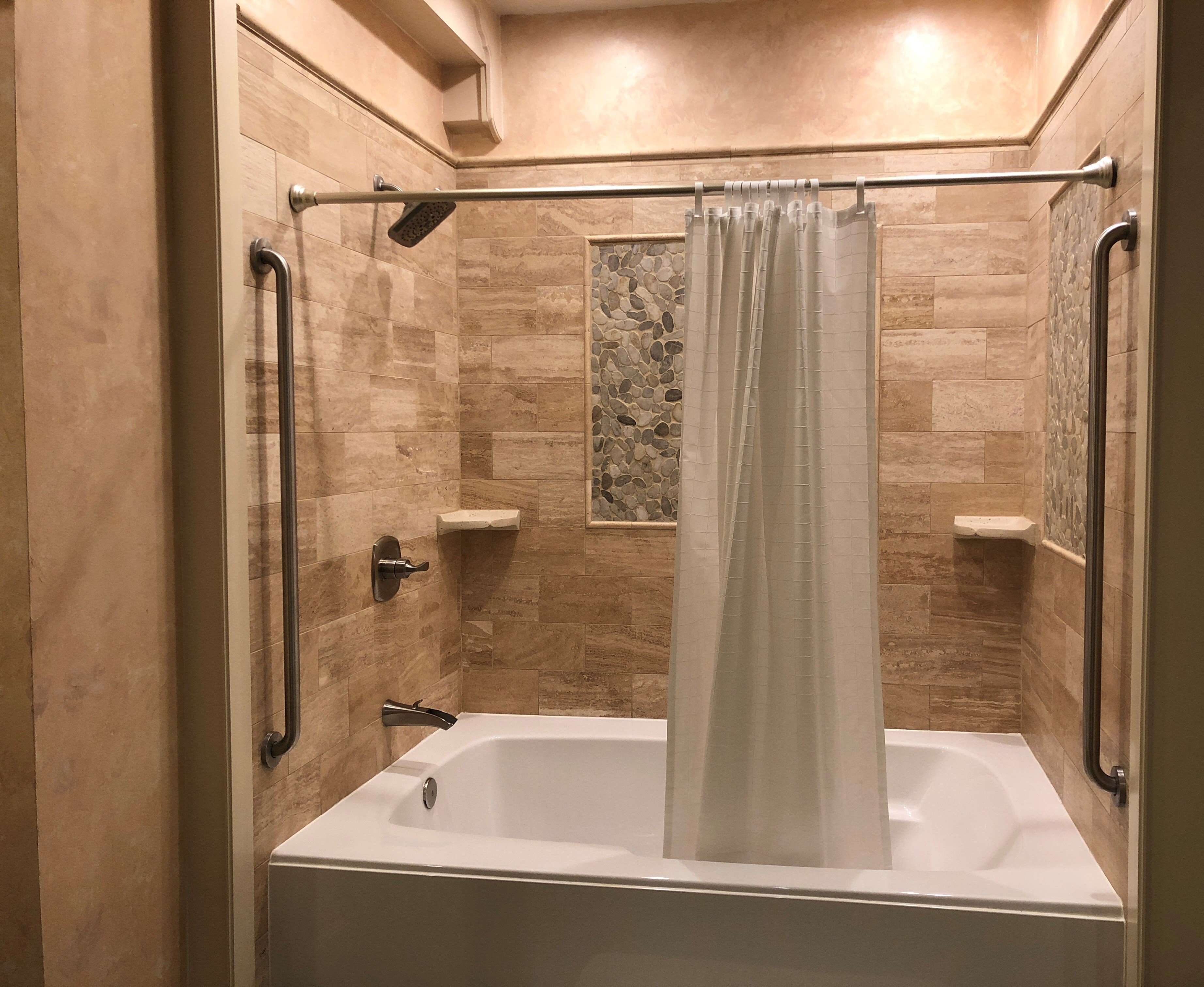 Upgraded showerheads are just some of our new enhancements in our guest bathrooms.