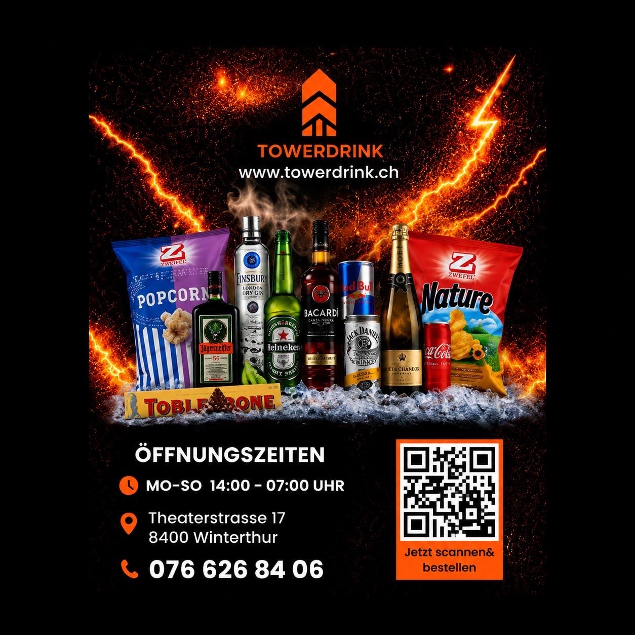 Towerdrink – Getränke, Spirituosen & Snacks, Tabak Artikel Nachtlieferdienst