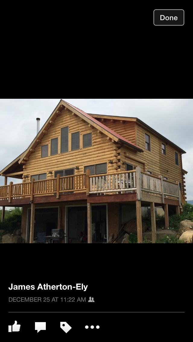 We completely sanded this beautiful log home down to original bare wood.  Then we stained it with TWP OIL BASED.  A lot of hard work...but well worth it.